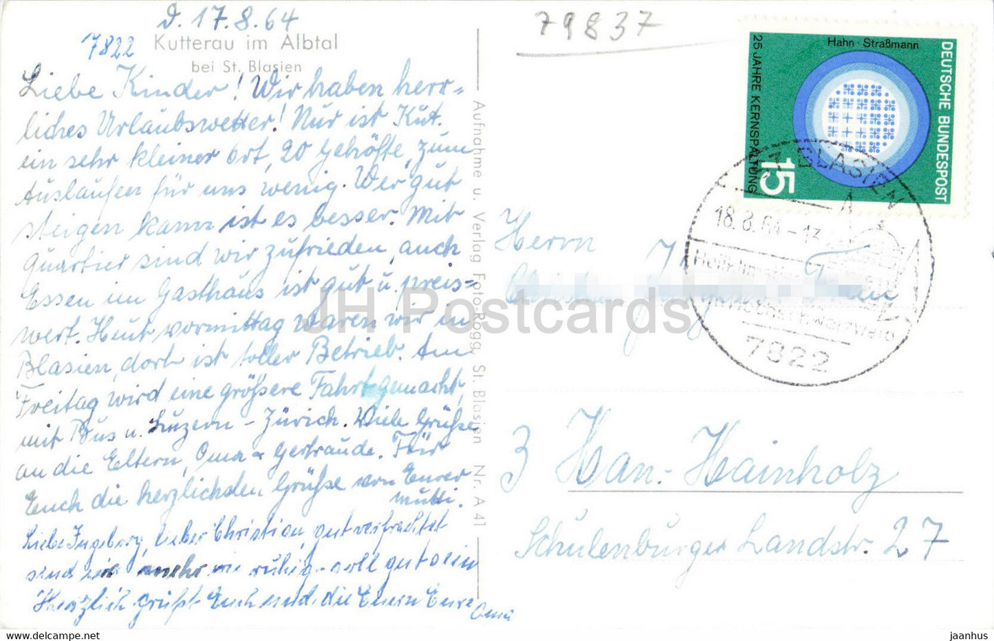 Kutterau im Albtal bei St Blasien - 1964 - Germany - used