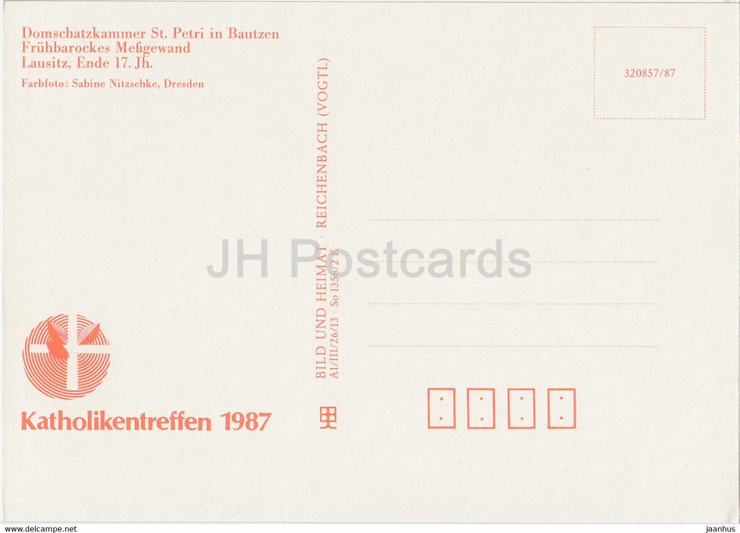 Fruhbarockes Messgewand - Domschatzkammer St Petri in Bautzen - 1987 - DDR Germany - unused