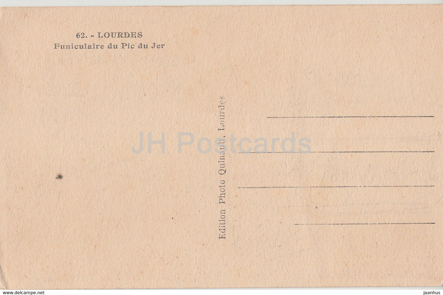 Lourdes - Funiculaire du Pic du Jer - Standseilbahn - 62 - alte Postkarte - Frankreich - unbenutzt