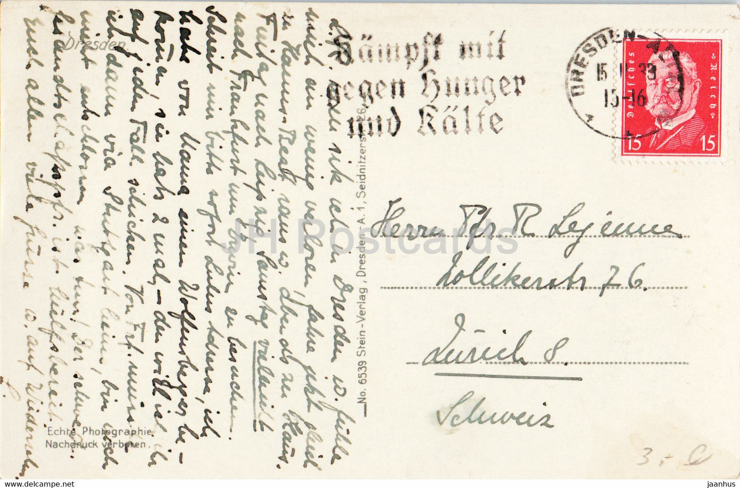 Dresden - 6539 - alte Postkarte - 1933 - Deutschland - gebraucht