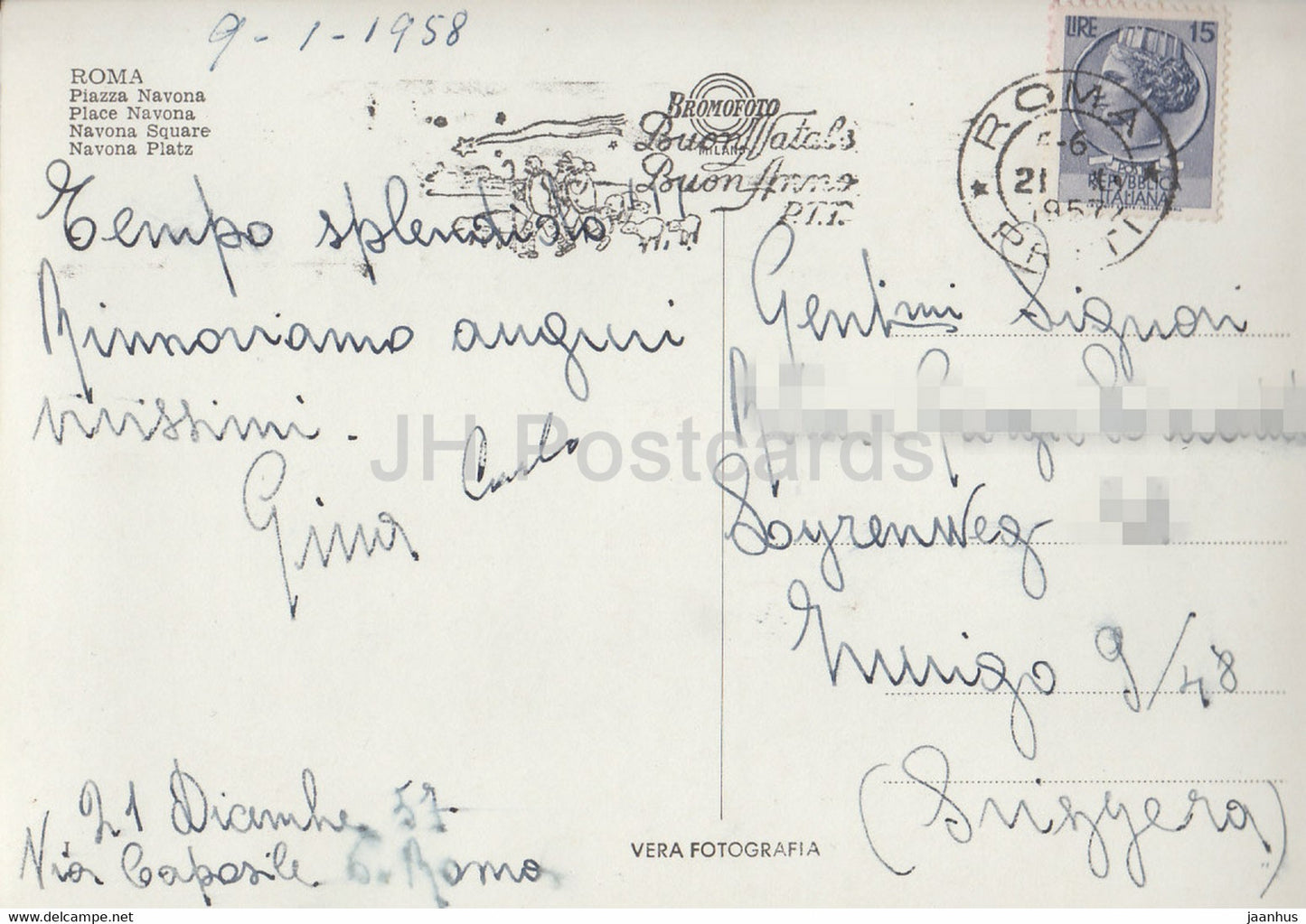 Roma - Rom - Piazza Navona - Navona-Platz - alte Postkarte - 1957 - Italien - gebraucht