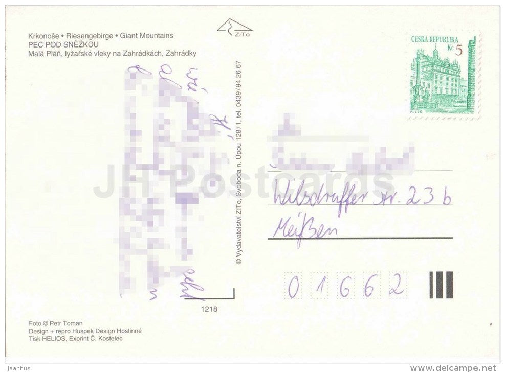 Pec Pod Snezkou - Krkonose - Giant Mountains - Mala Plan - ski resort - Czech Republic - used - JH Postcards