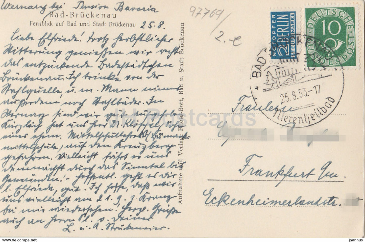 Bad Bruckenau - Fernblick auf Bad und Stadt Bruckenau - old postcard - 1953 - Germany - used