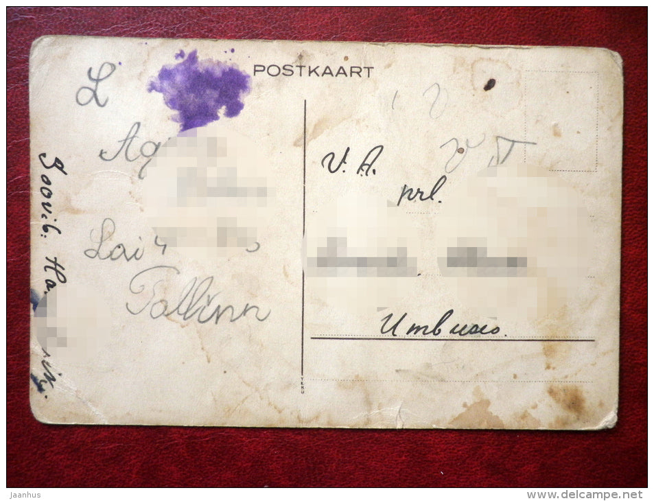 Christmas Greeting Card - winter - church - 1920s-1930s - Estonia - used - JH Postcards