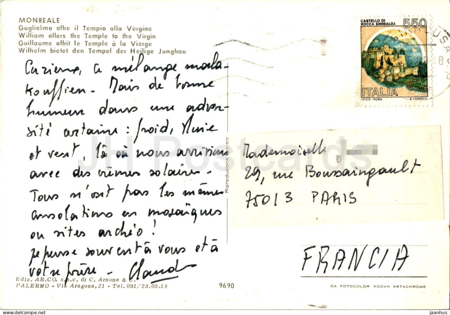 Monreale – Guglielmo spendete den Tempio alla Vergine – Wilhelm schenkt der Jungfrau den Tempel – 9690 – 1989 – Italien – gebraucht
