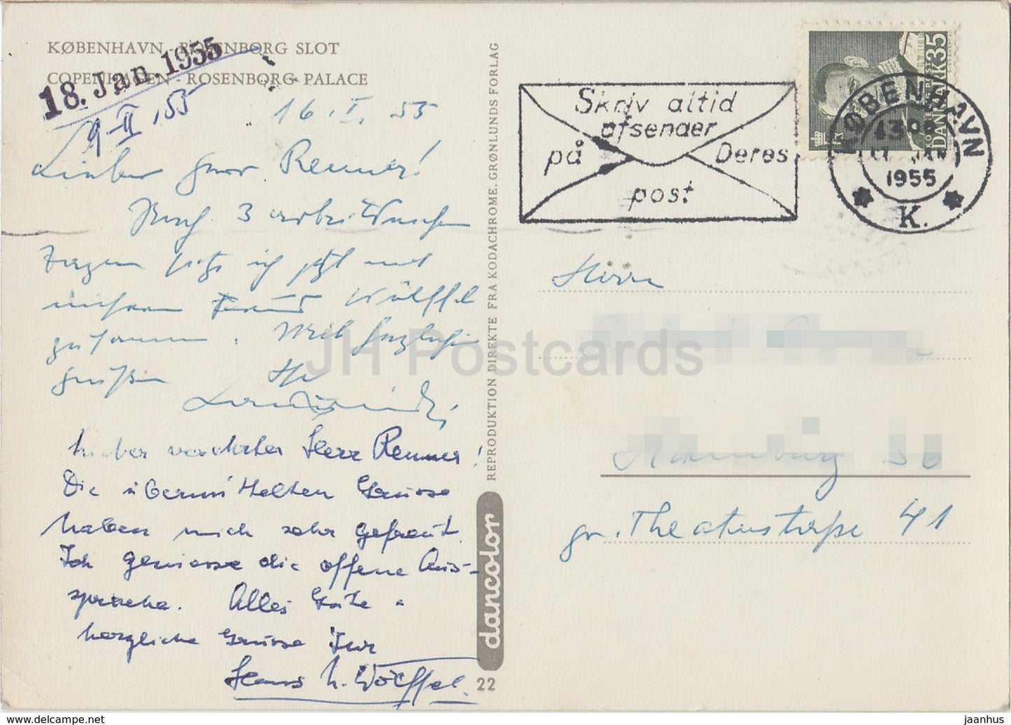 Copenhagen - Rosenborg Slot - Rosenborg Palace - 1955 - Denmark - used