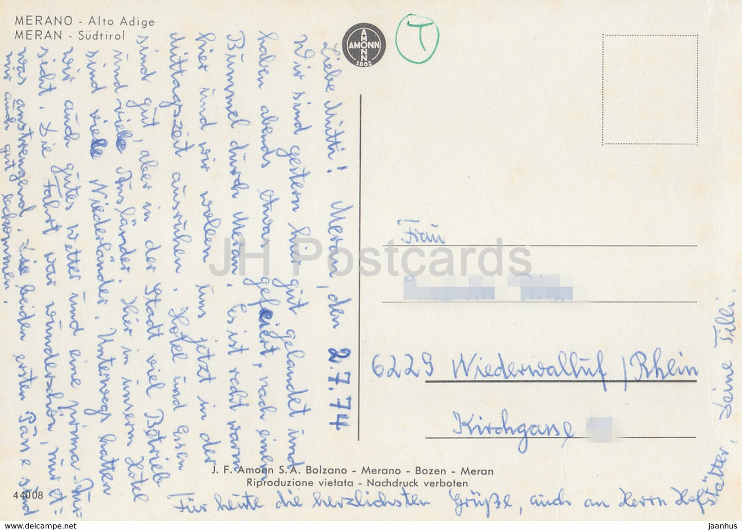 Merano - Meran - Haut Adige - Sudtirol - multiview - 1974 - Italie - utilisé