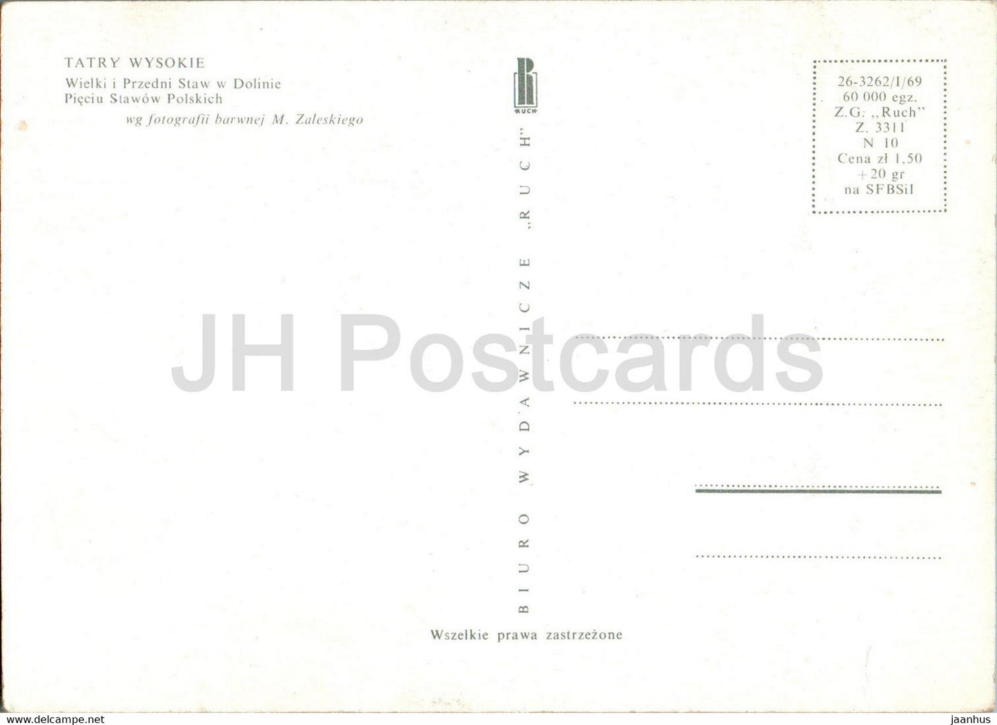 Tatry Wysokie - High Tatras - Wielki i Przedni Staw - Poland - unused