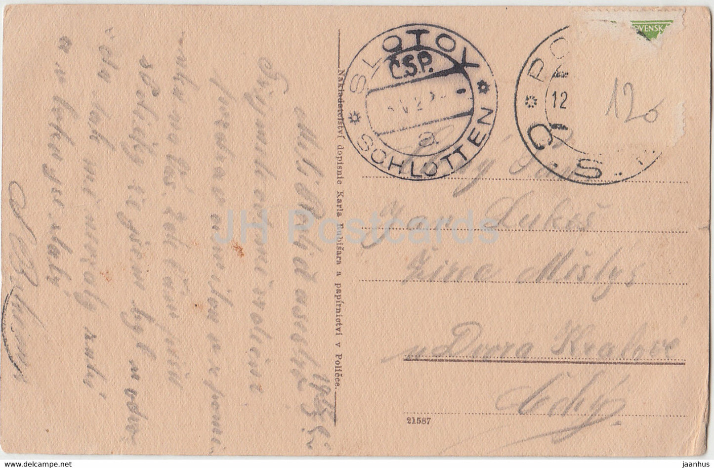 Policka - Cast mesta - old postcard - Czech Republic - used