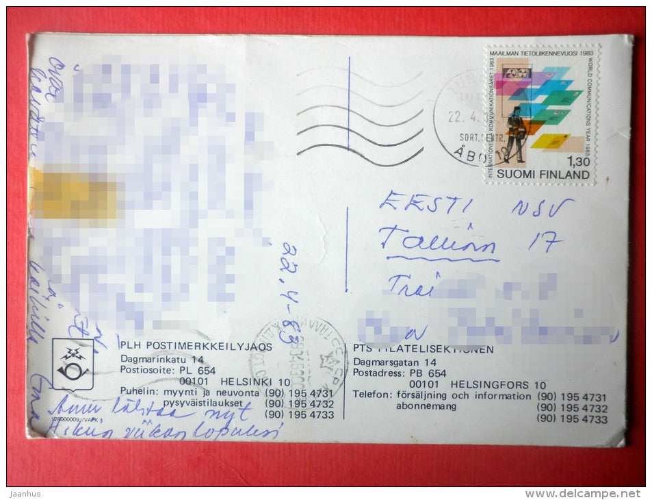 philately - stamps - Finland - sent from Finland Turku to Estonia USSR 1983 - JH Postcards