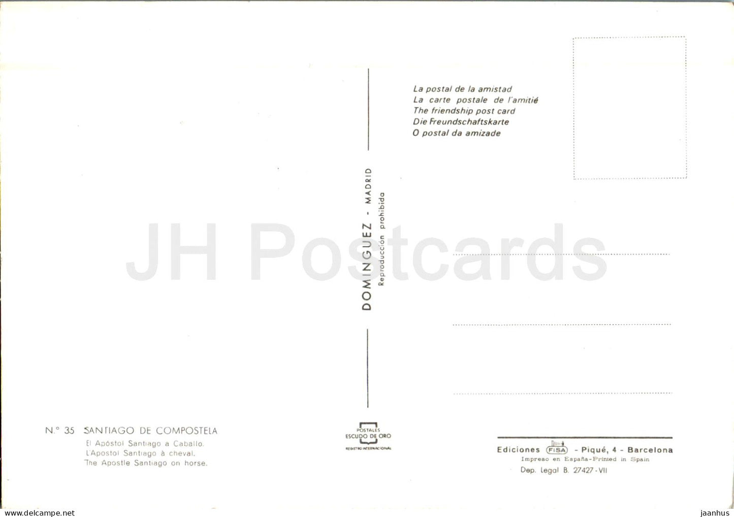 Santiago de Compostela - El Apostol Santiago a Caballo - The Apostle Santiago on horse - animals - 35 - Spain - unused