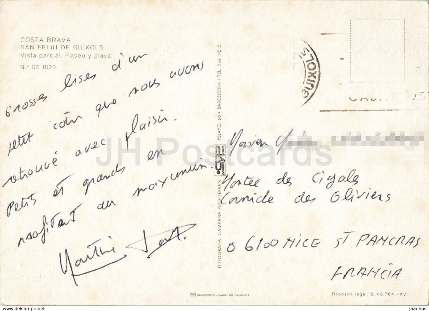 Costa Brava - San Feliu de Guixols - Vista Parcial - Paseo y Playa - 1823 - Spanien - gebraucht