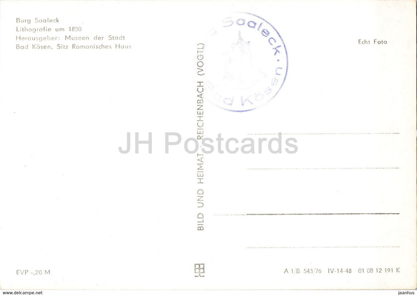 Burg Saaleck - Litografie 1850 - art - Germany DDR - unused