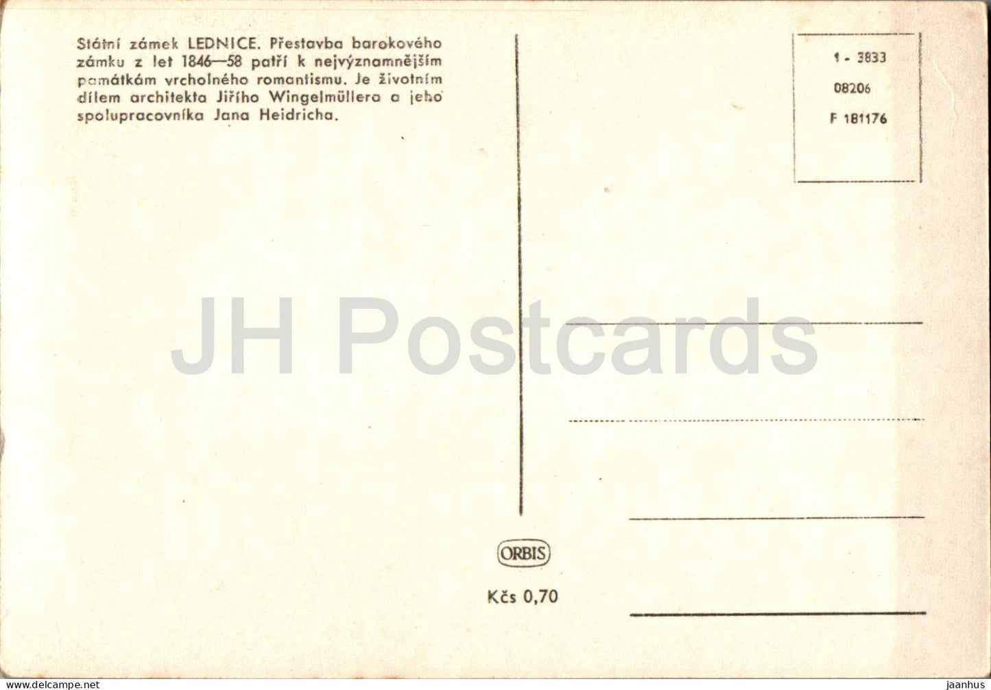 Statny zamek Lednice - castle - Czech Repubic - Czechoslovakia - unused