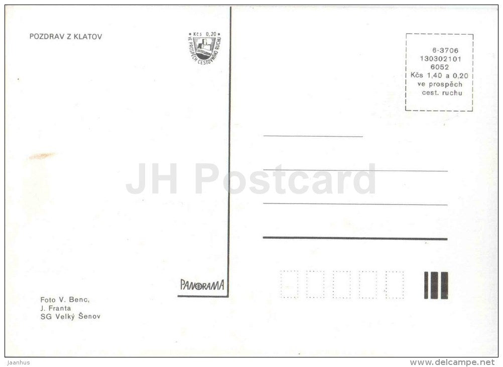 Klatovy - square - pharmacy - Czechoslovakia - Czech - unused - JH Postcards