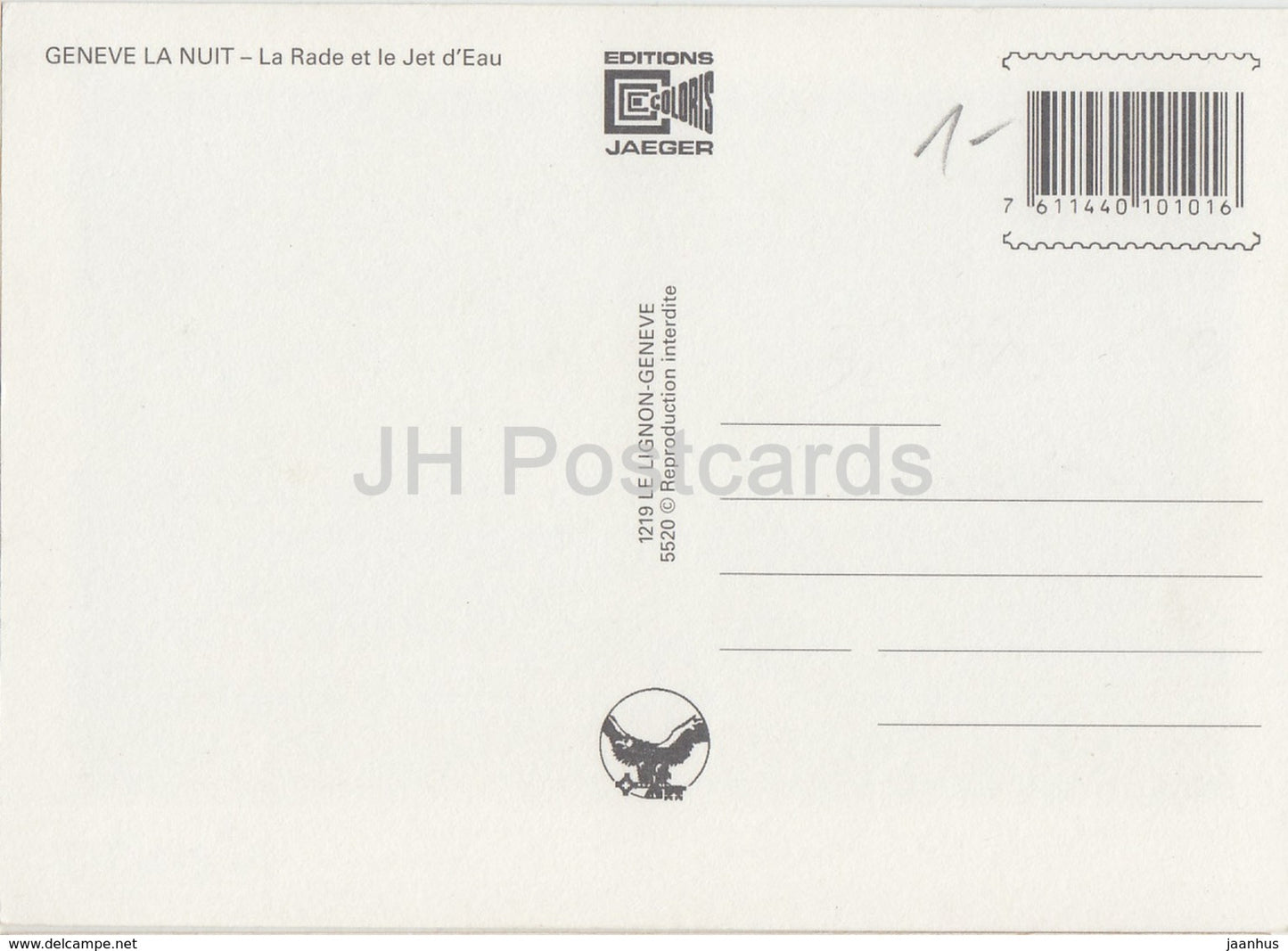 Geneve - Geneva - Geneve la Nuit - La Rade et le Jet d'Eau - steamer - ship - Switzerland - unused