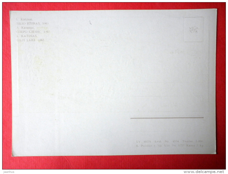 painting by L. Katinas - Lake Silis , 1965 - lithuanian art - unused - JH Postcards