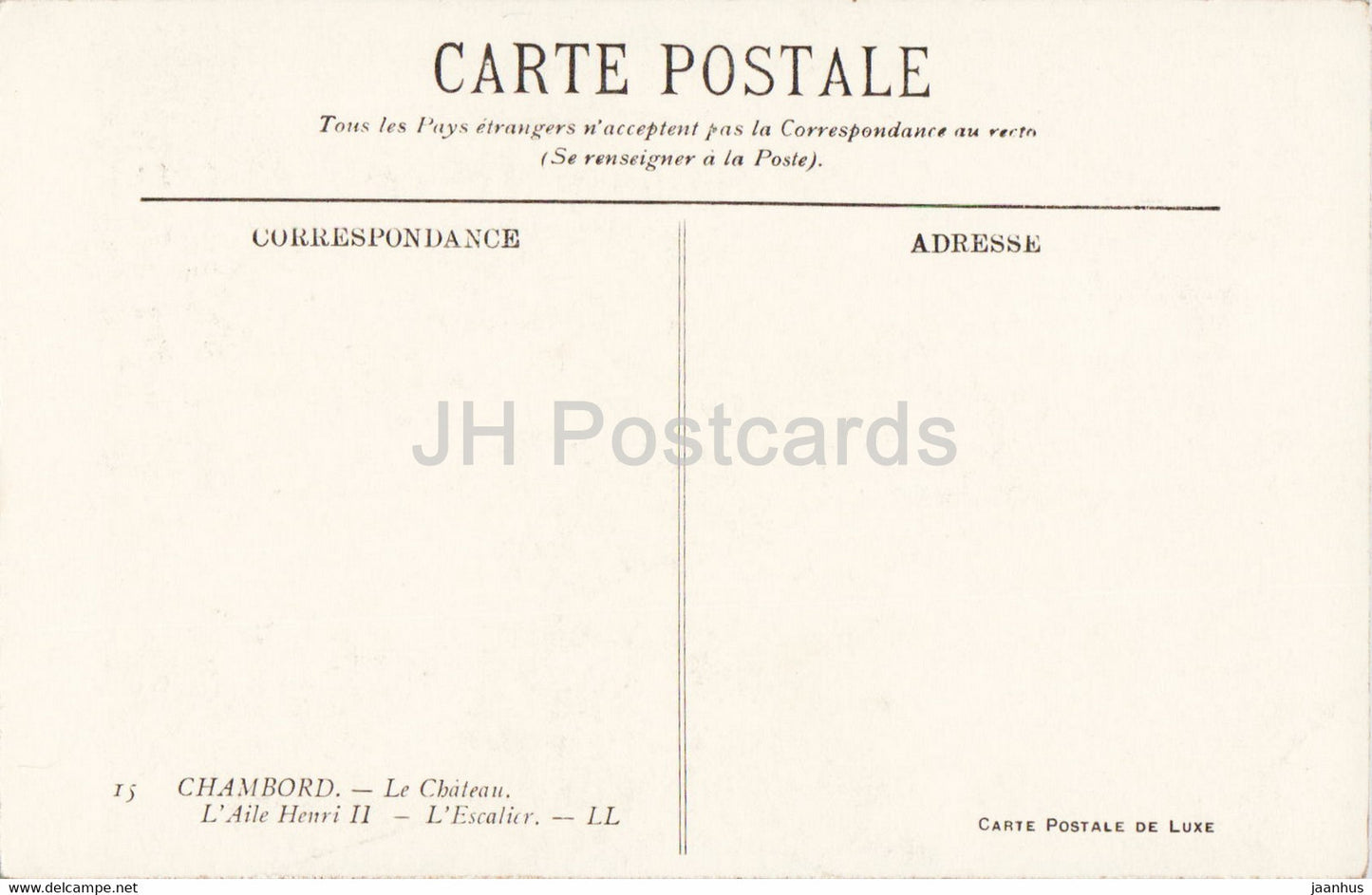 Chambord - Le Chateau - L'Aile Henri II - L'Escalier - 15 - Schloss - alte Postkarte - Frankreich - unbenutzt