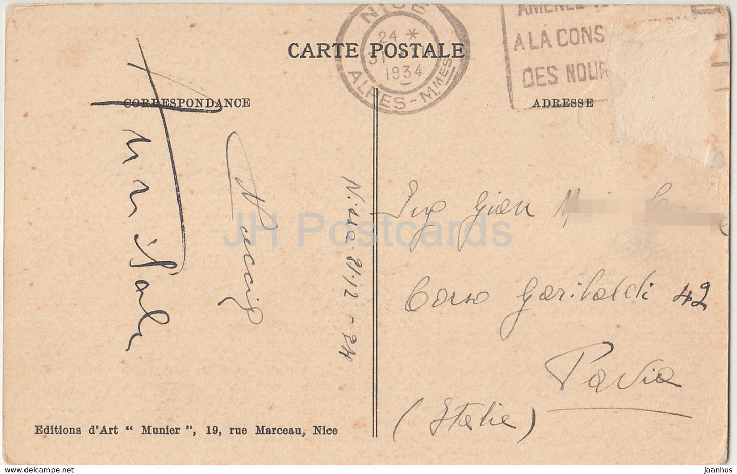 Nizza - Vue Generale prise du Mont Boron - 181 - alte Postkarte - 1934 - Frankreich - gebraucht