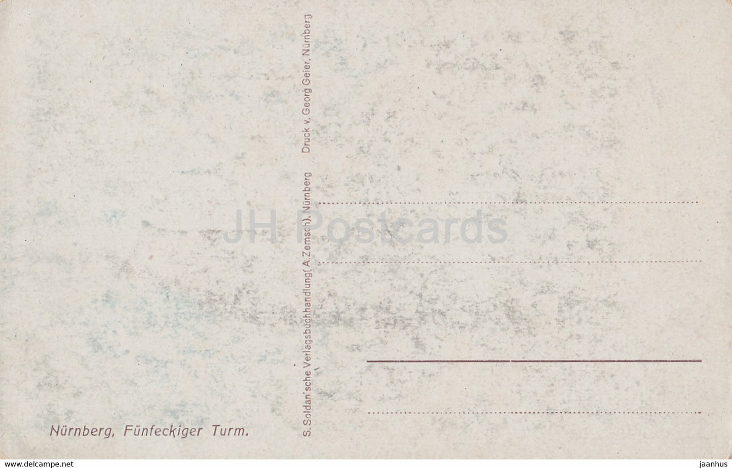 Nurnberg - Nurenberg - Funfeckiger Turm - illustration - old postcard - Germany - unused