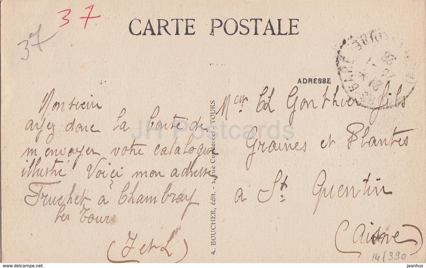 Chinon - La Forteresse commencee au V siecle par les Wisigots - forteresse - 2043 - carte postale ancienne - 1928 - France - occasion