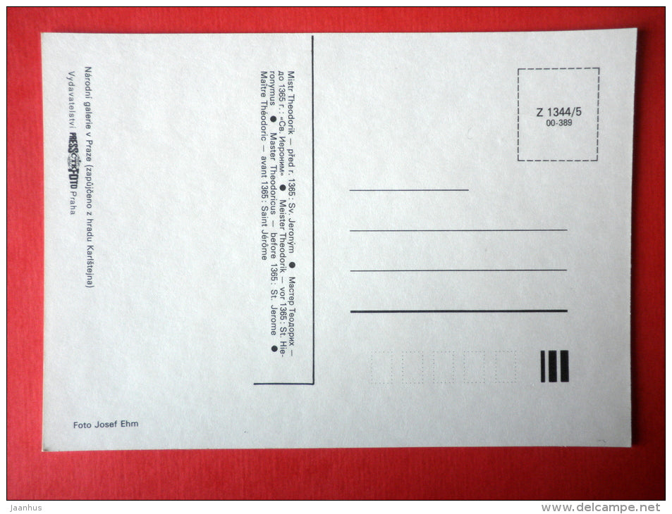 Master Theodoricus before 1365 , St. Jerome - Czech Gothic Art - Czechoslovakia - unused - JH Postcards