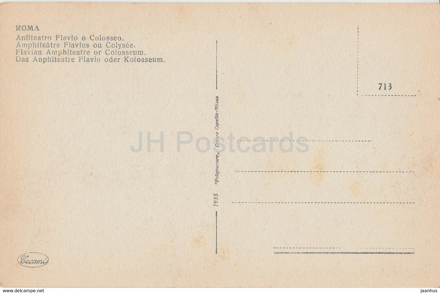 Roma - Rome - Flavian Amphitheatre or Colosseum - old postcard - Italy - unused