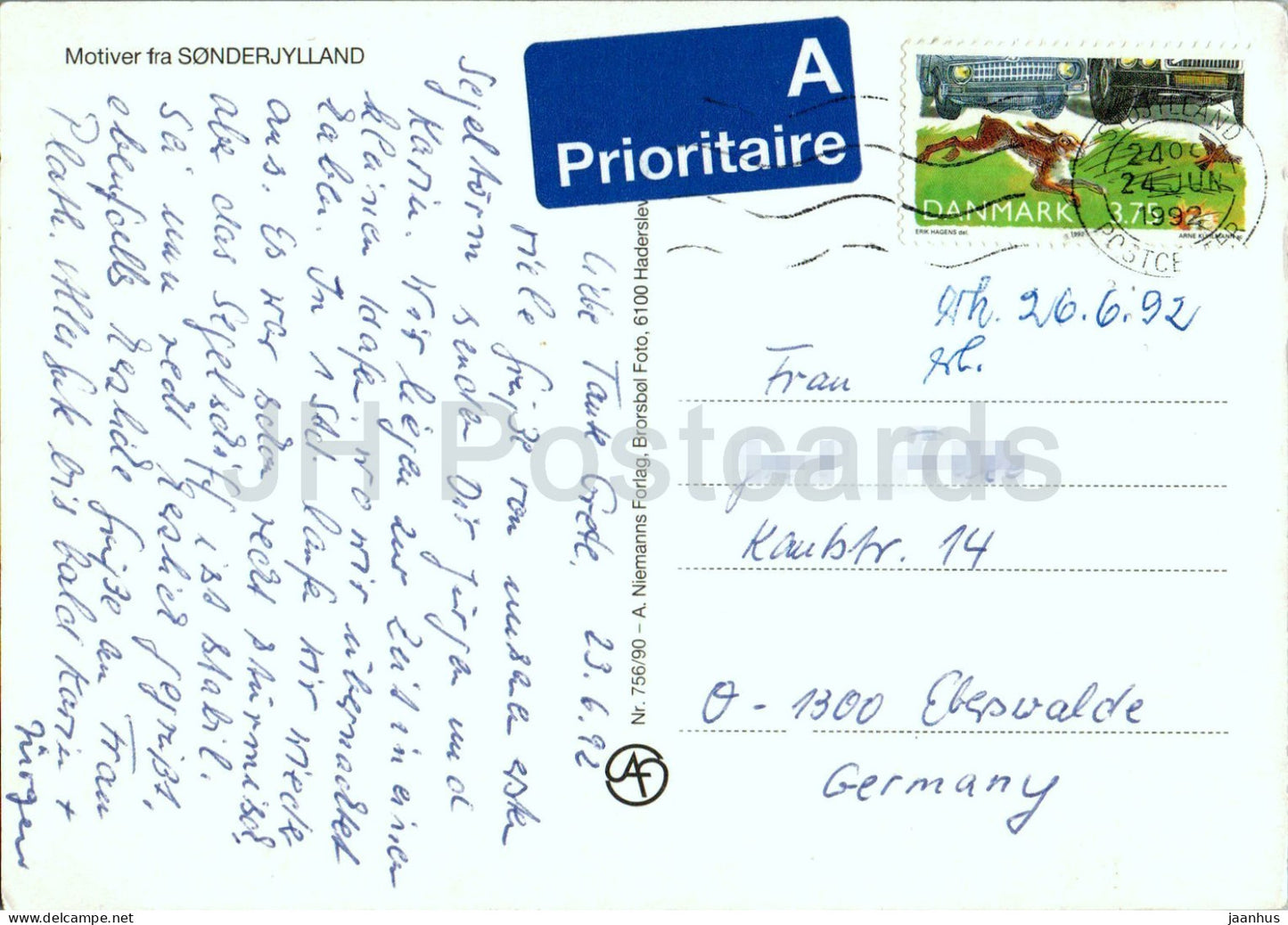 Hilsen fra Sonderjylland - Sondeborg - Tonder - Haderslev - Nordborg - multiview - 756/90 - 1992 - Danemark - d'occasion