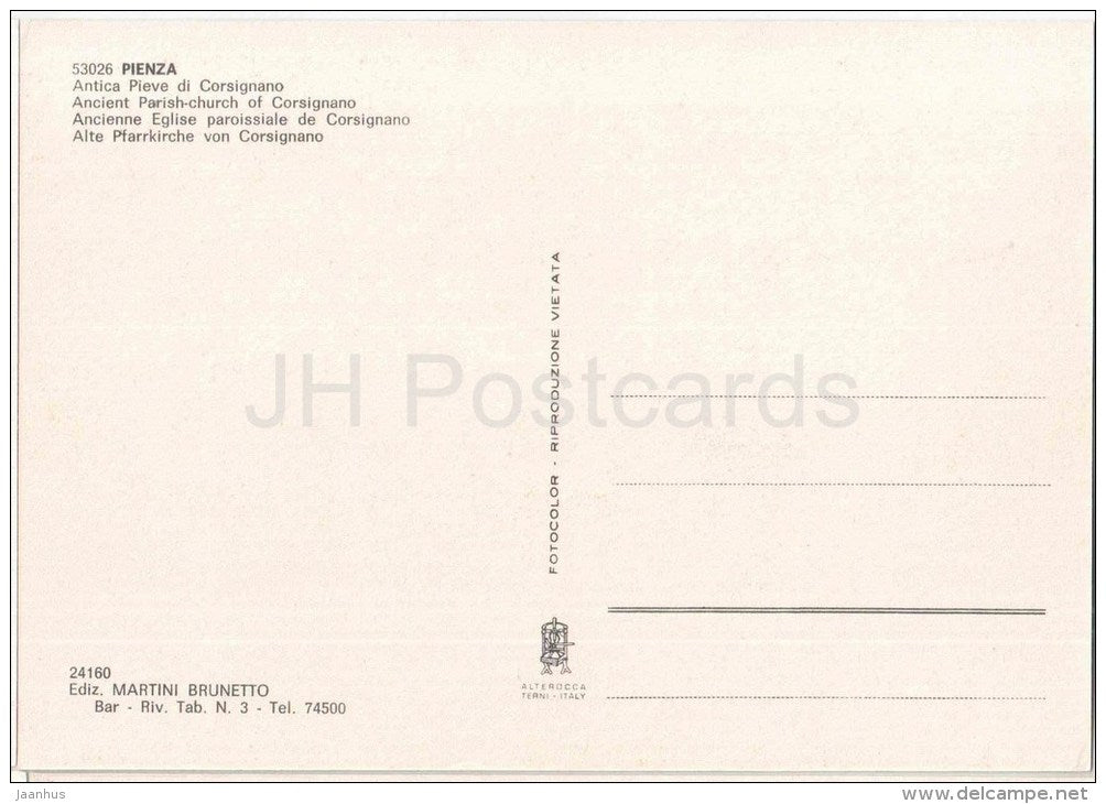 Antica Pieve di Corsignano - parish church - Pienza - Pisa - Toscana - 53026 - 24160 - Italia - Italy - unused - JH Postcards