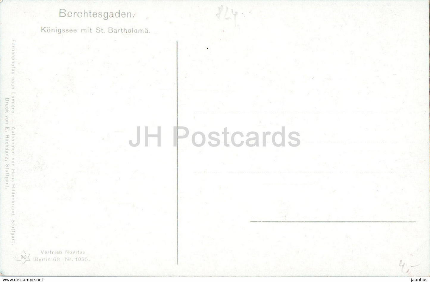 Berchtesgaden - Konigssee mit St Batholoma - boat - 1055 - old postcard - Germany - unused