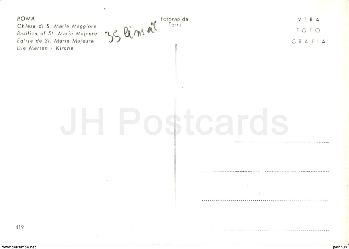 Roma - Rome - Chiesa di S Maria Maggiore - Basilique Sainte-Marie-Majeure - 419 - Italie - utilisé