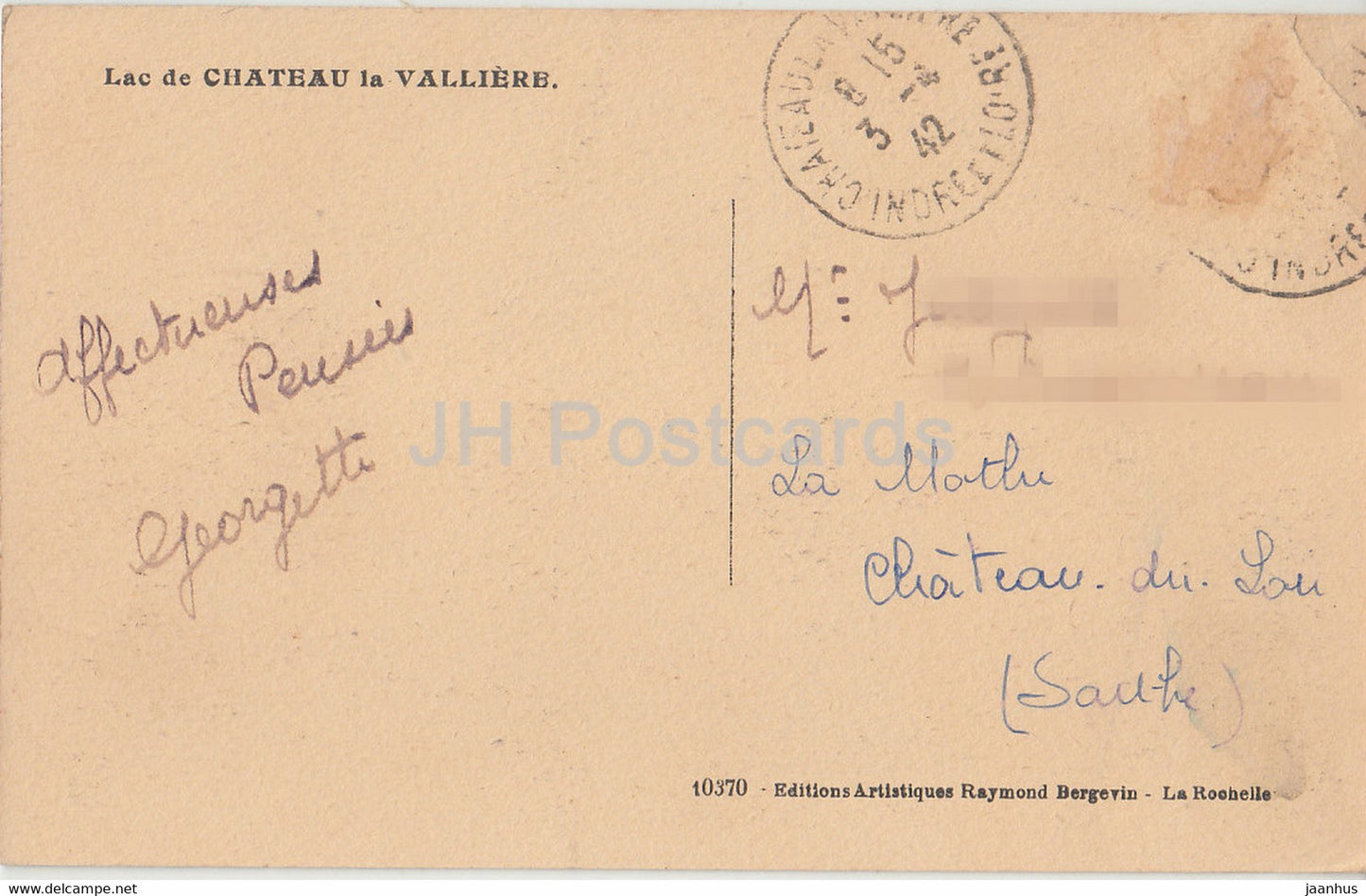 Lac de Chateau la Valliere - 10370 - old postcard - 1942 - France - used