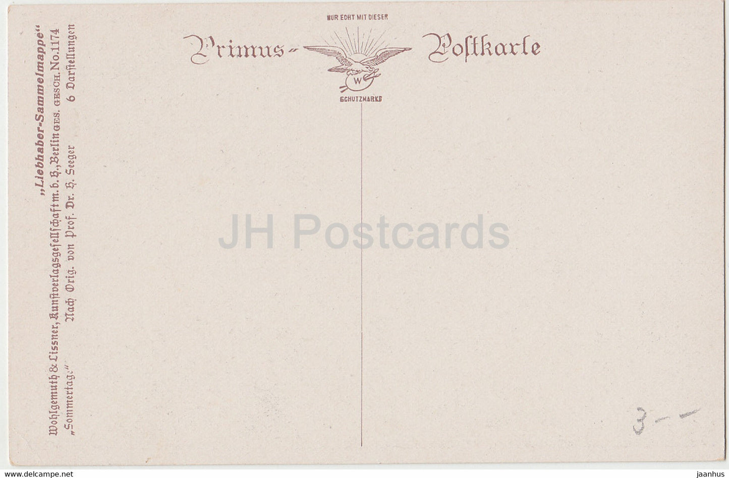 painting by Hermann Seeger - Sommertage - cow - animals - Primus - 2 1174 - German art - old postcard - Germany - unused