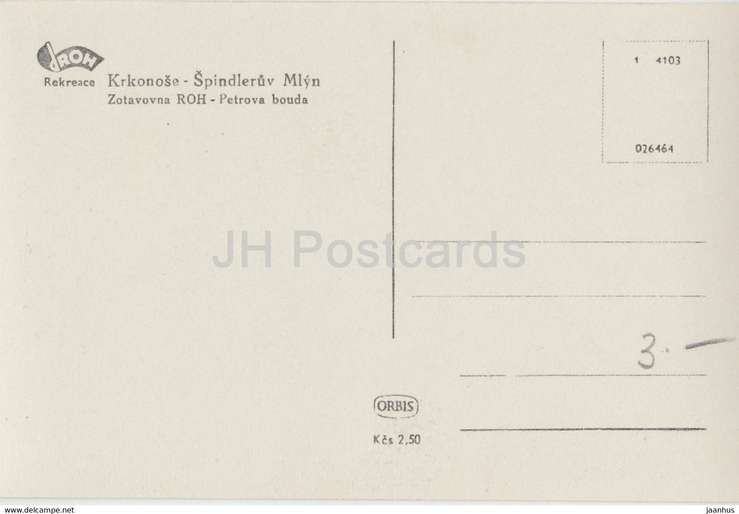 Riesengebirge - Spindleruv Mlyn - Zotavovna ROH - Petrova Bouda - alte Postkarte - Tschechoslowakei - Tschechische Republik - unbenutzt