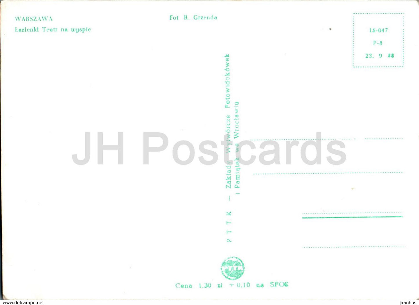 Varsovie - Warszawa - Lazienki Teatr na wyspie - Théâtre Lazienki sur l'île - carte postale ancienne - Pologne - inutilisé