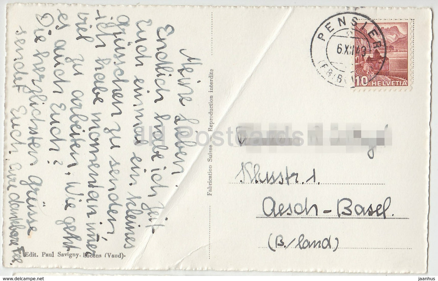 Institut St. Dominique - Pensier - vue d'ensemble - 177 - Suisse - 1943 - occasion