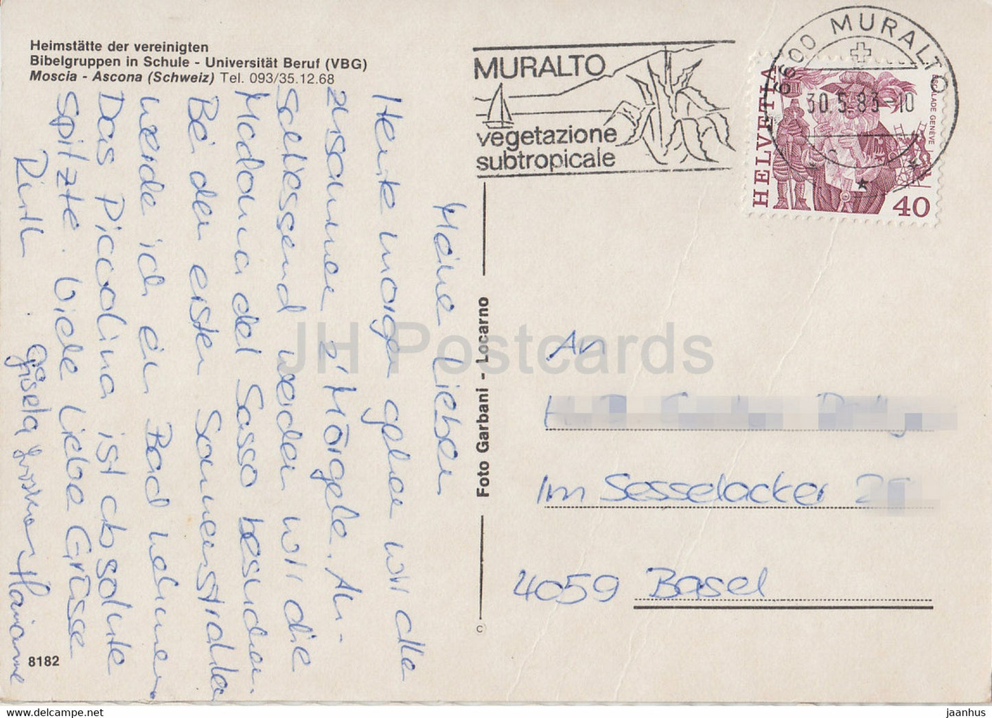 Heimstatte der vereinigten Bibelsgruppen - Moscia Ascona - 8182 - 1983 - Suisse - d'occasion