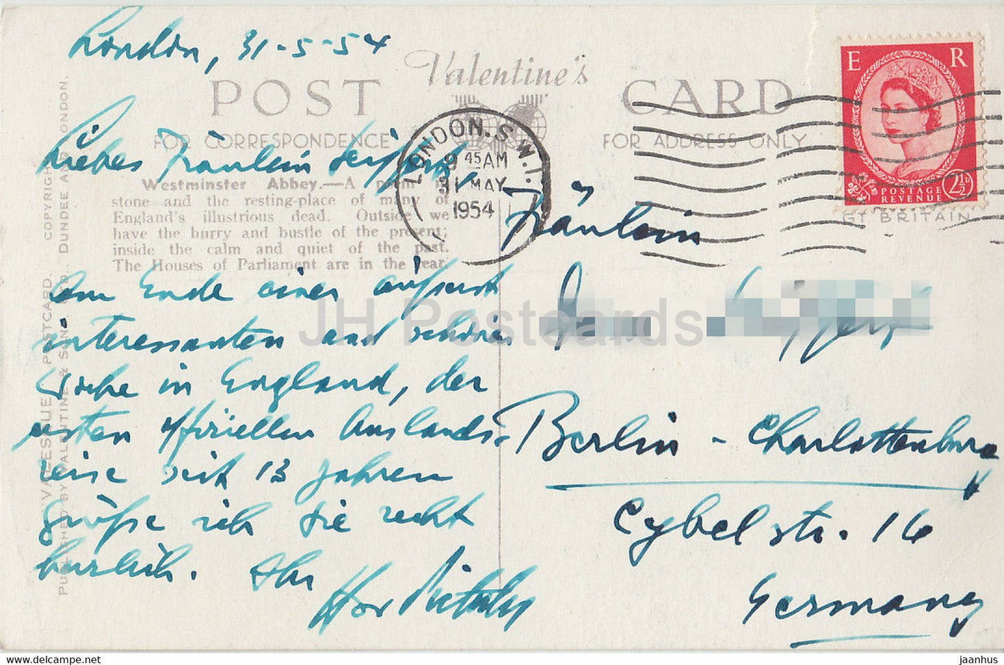 London – Westminster Abbey – West Towers – alte Postkarte – 1954 – Vereinigtes Königreich – England – gebraucht