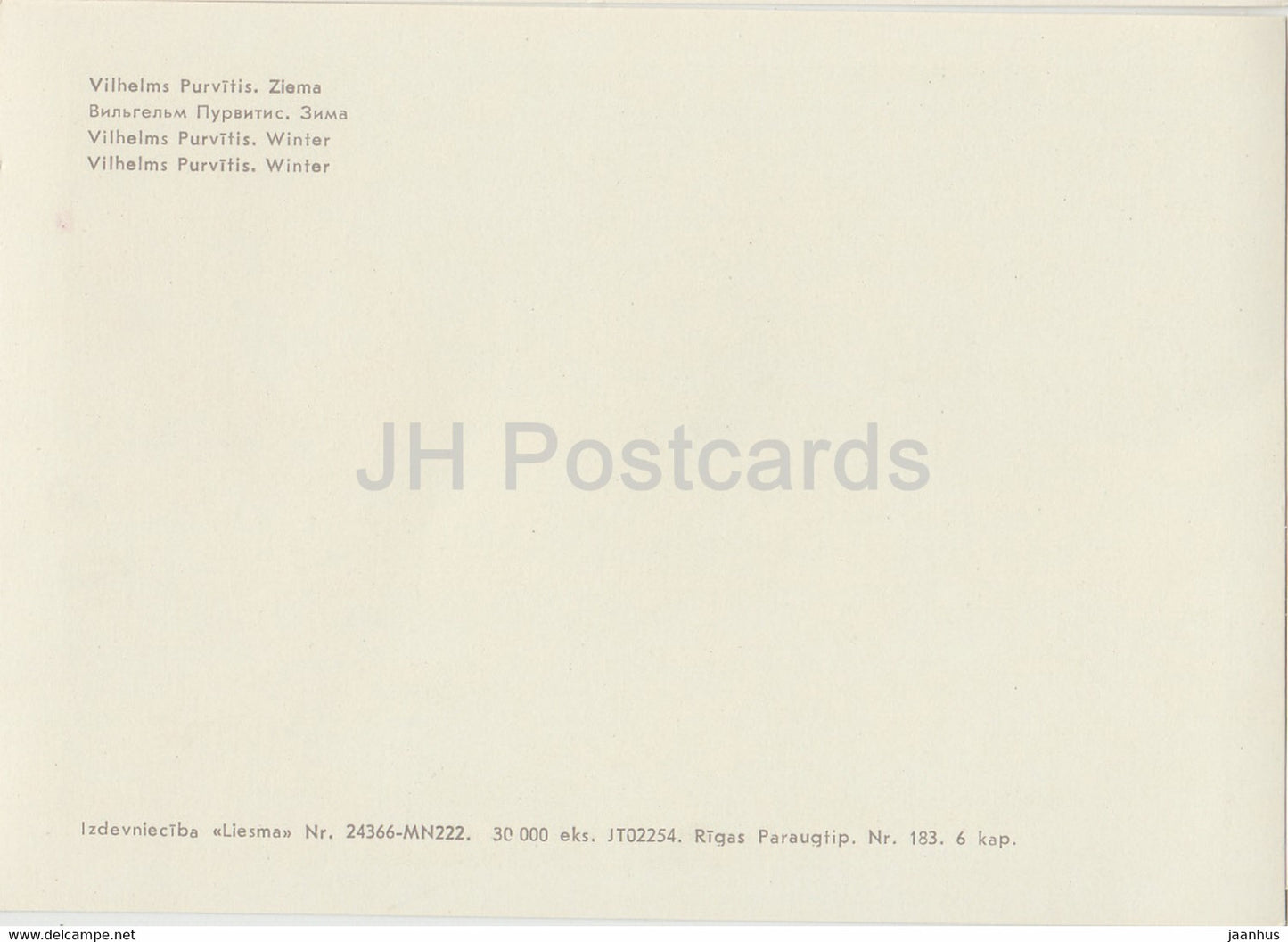 peinture de Vilhelms Purvitis - Hiver - 3 - Art letton - Lettonie URSS - inutilisé