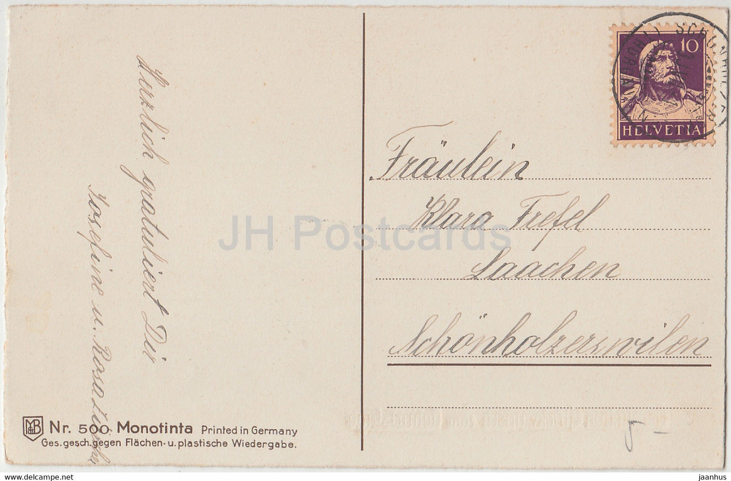 Carte de vœux d'anniversaire - Herzlichen Gluckwunsch zum Geburtstage - poupée - Monotinta - carte postale ancienne - Allemagne - utilisée