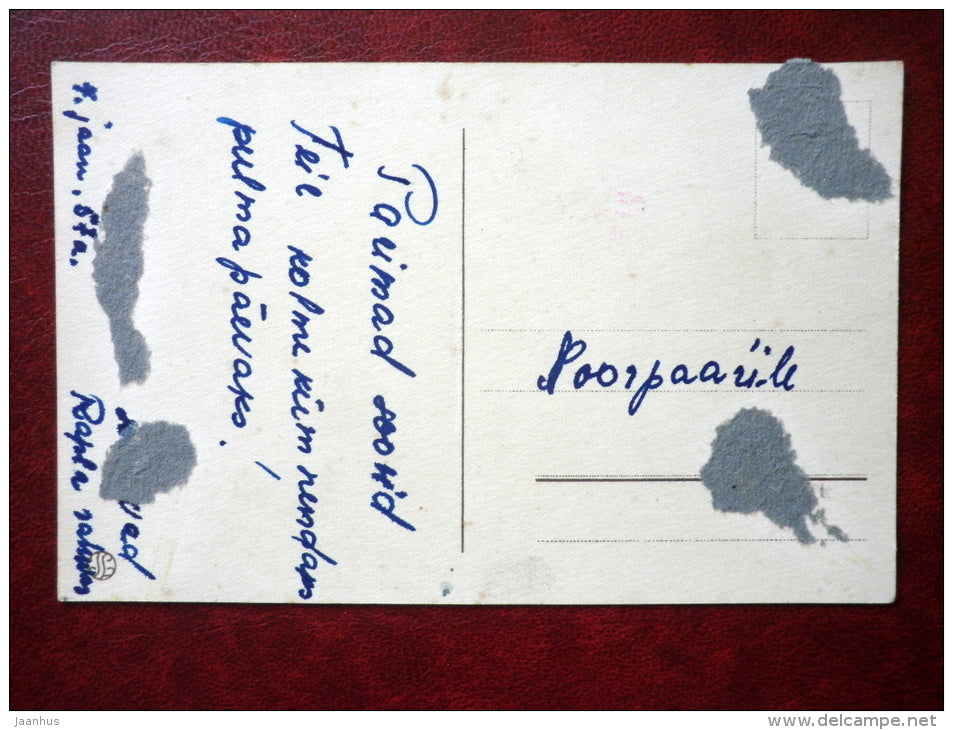 Greeting Card - boy and girl - couple - IL - circulated in 1957 - Estonia - used - JH Postcards