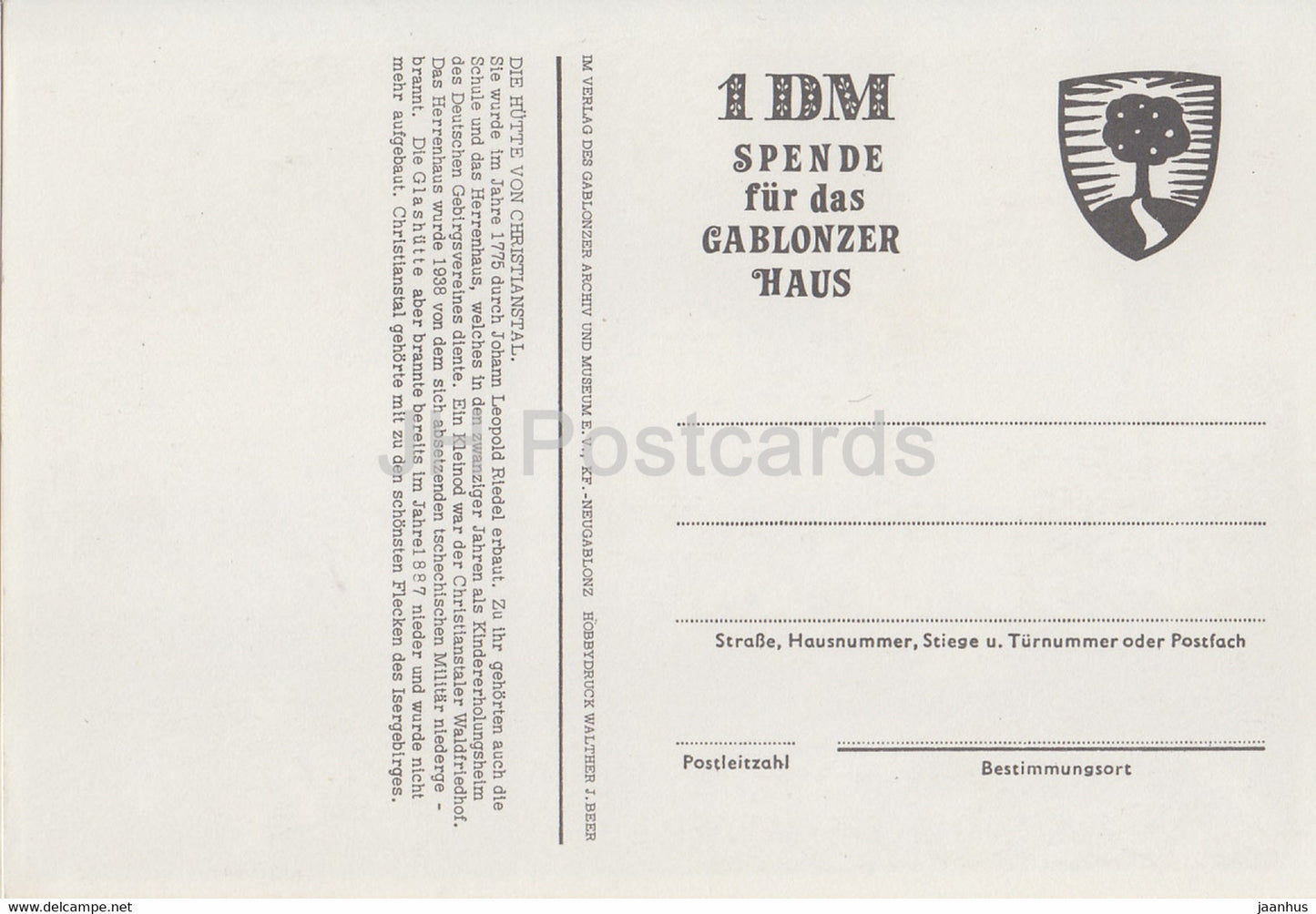 Die Hutte von Christiansthal - art - Allemagne DDR - inutilisé