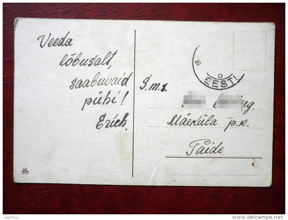 Easter Greeting Card - egg - flowers - MH - 1920s-1930s - Estonia - used - JH Postcards