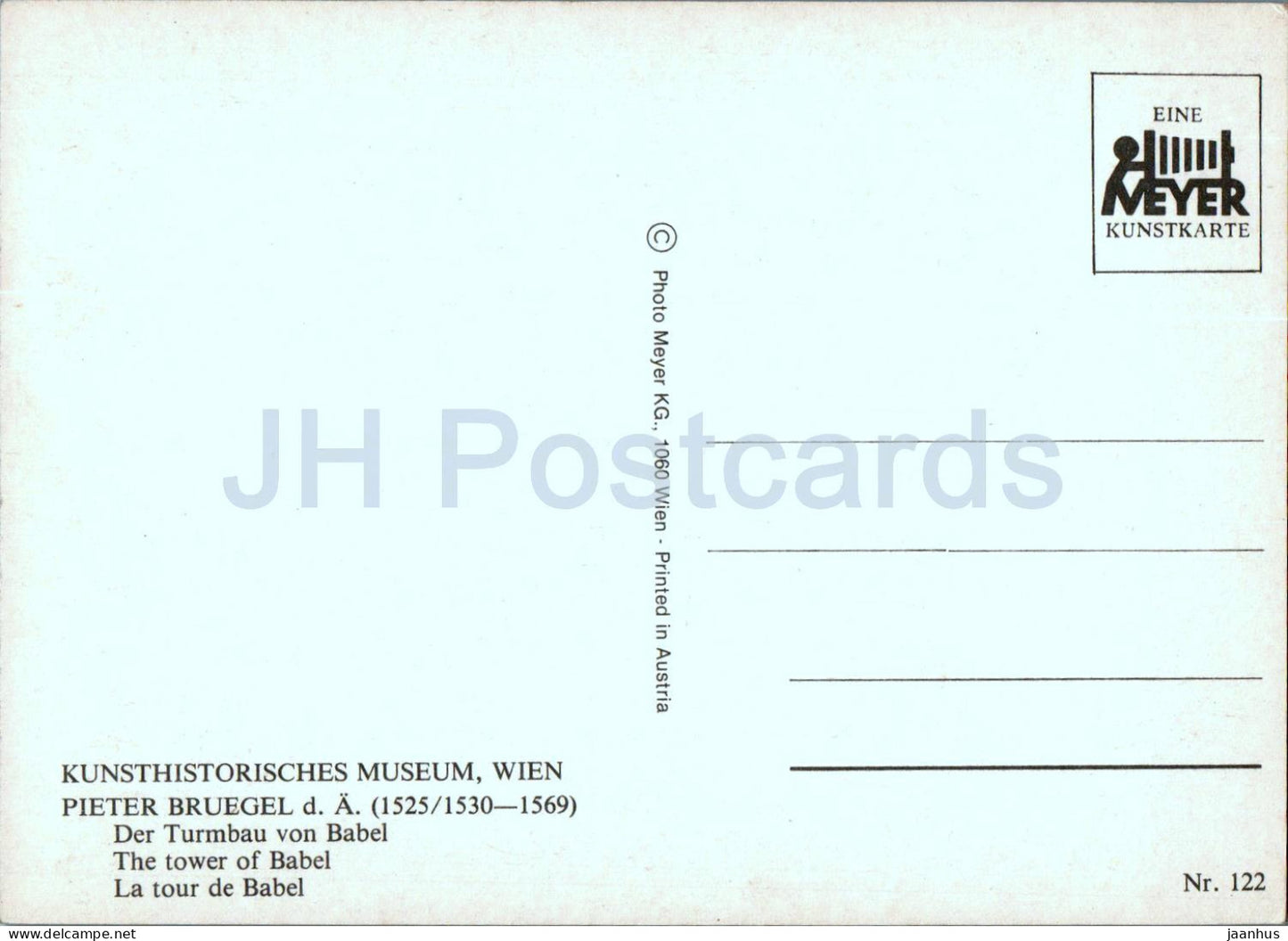 Gemälde von Pieter Bruegel – Der Turmbau zu Babel – 122 – Niederländische Kunst – Österreich – unbenutzt