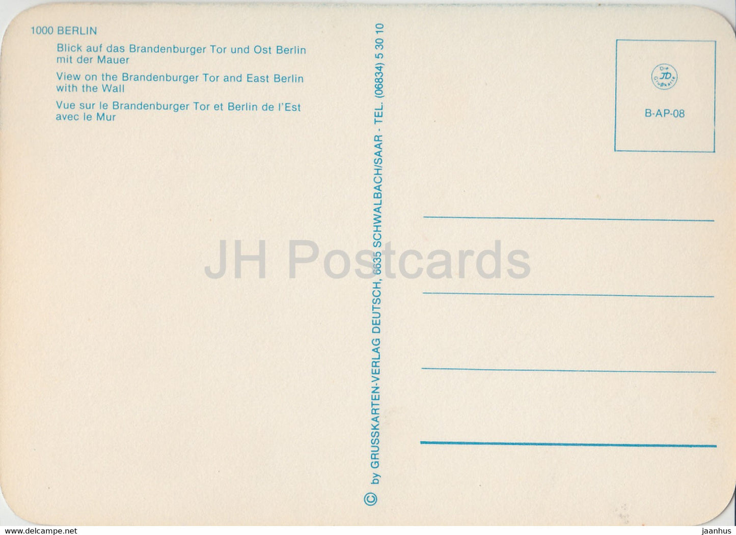 Berlin - Blick auf das Branderburger Tor und Ost Berlin mit der Mauer - 19 - Allemagne - inutilisé