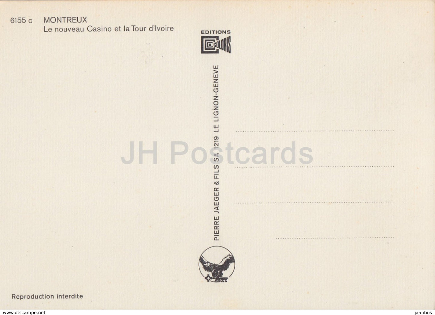 Montreux - Le Nouveau Casino et la Tour d'Ivoire - 6155 - Switzerland - unused