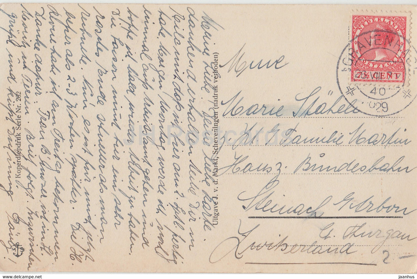 Scheveningen - Ferug van de reis - sailing boat - 262 - old postcard - 1929 - Netherlands - used