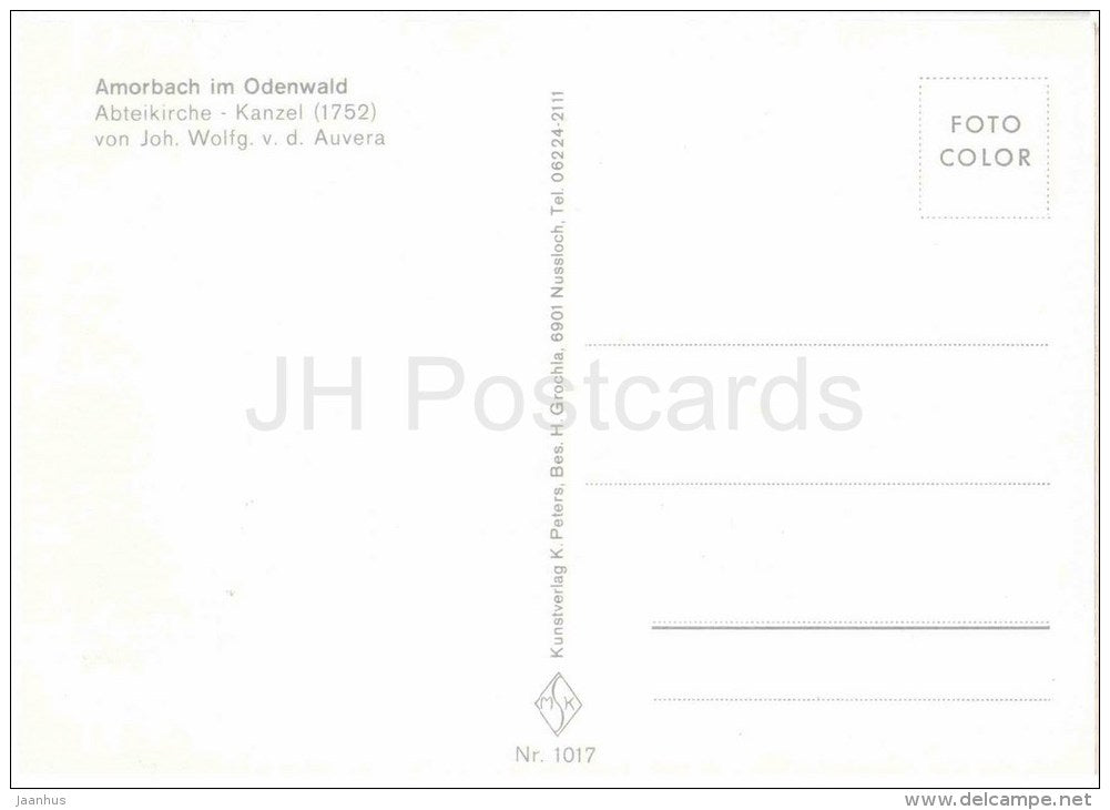Amorbach im Odenwald - Abteikirche , Kanzel - church - 1017 - Germany - nicht gelaufen - JH Postcards