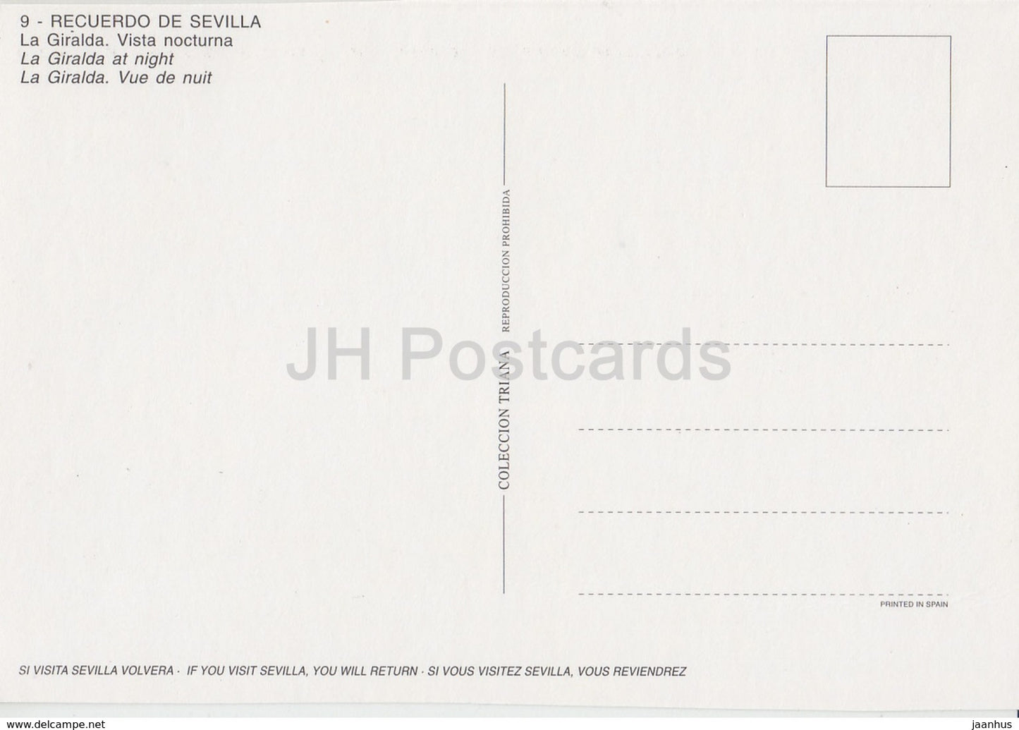 Sevilla - La Giralda - Vista Nocturna - La Giralda at Night - 9 - Spain - unused