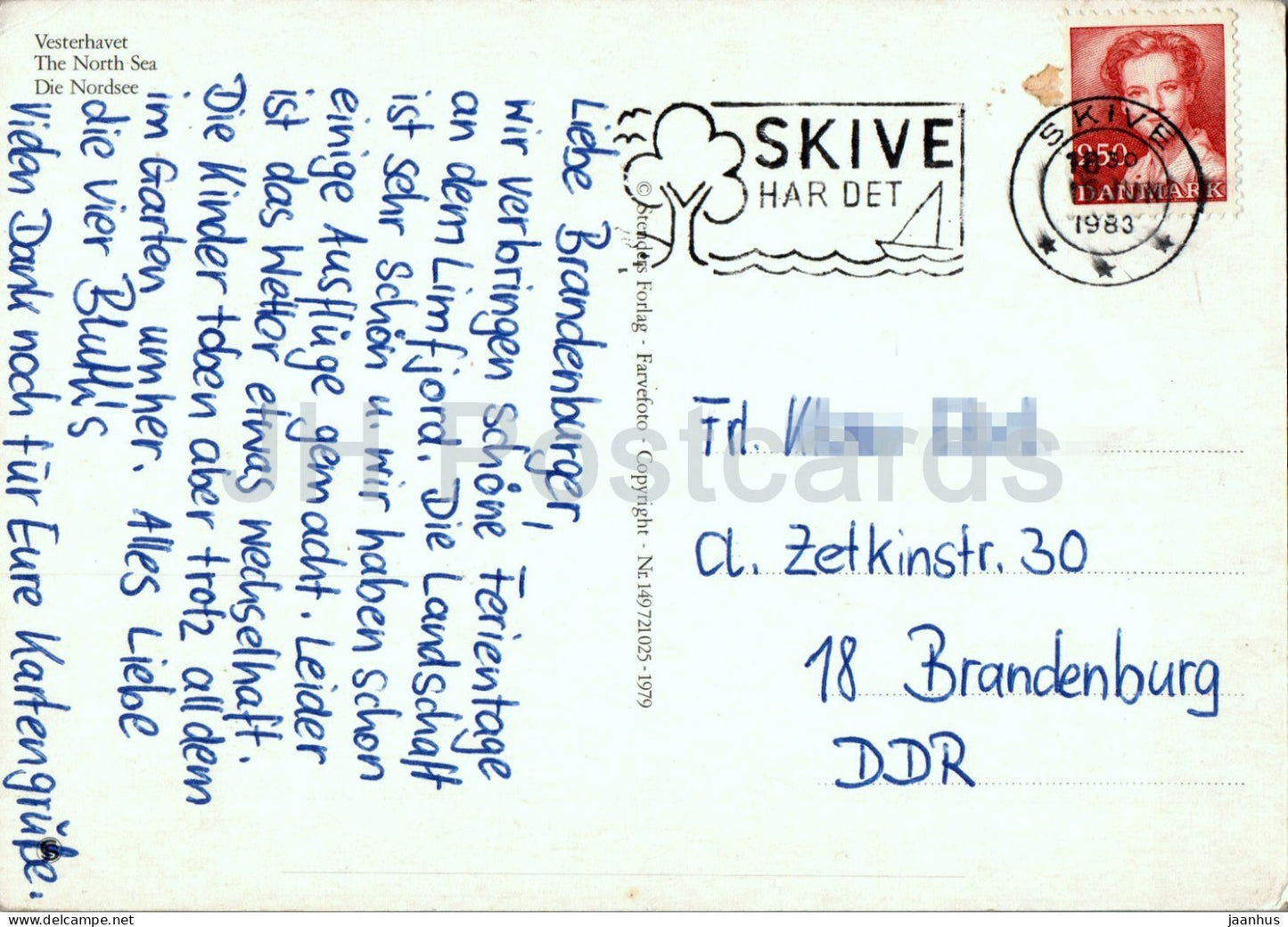 Vesterhavet - Mer du Nord - bateau - cheval - 149 - 1983 - Danemark - utilisé